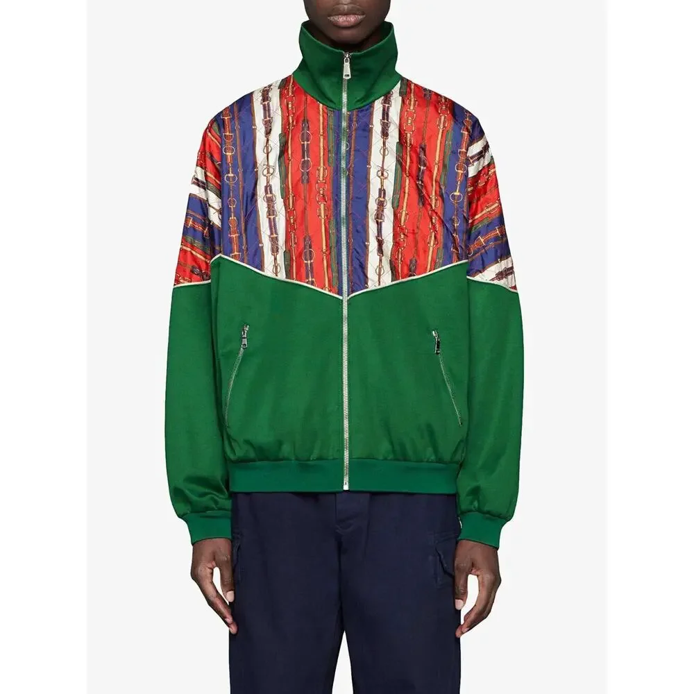 NWT Gucci Bi-Material Oversized Gancini Belt Print Zip Jacket Size M $2980.00